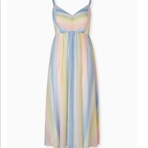 Torrid Pastel Stripe Chiffon Pleated Maxi Dress